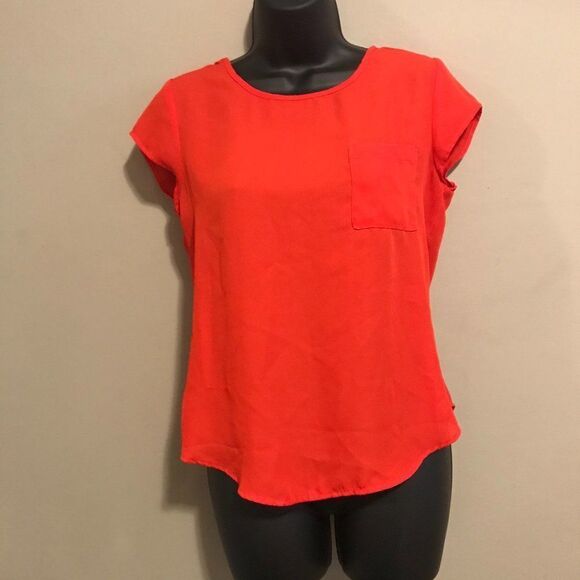 Pink Rose Red Scoop Neck Short Sleeve Blouse - Picture 2 of 7